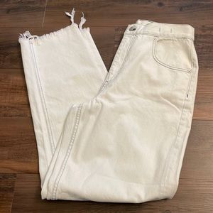 Madewell off white tapered wide leg denim jeans